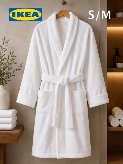 Банный халат IKEA ROCKAN, белый S/M