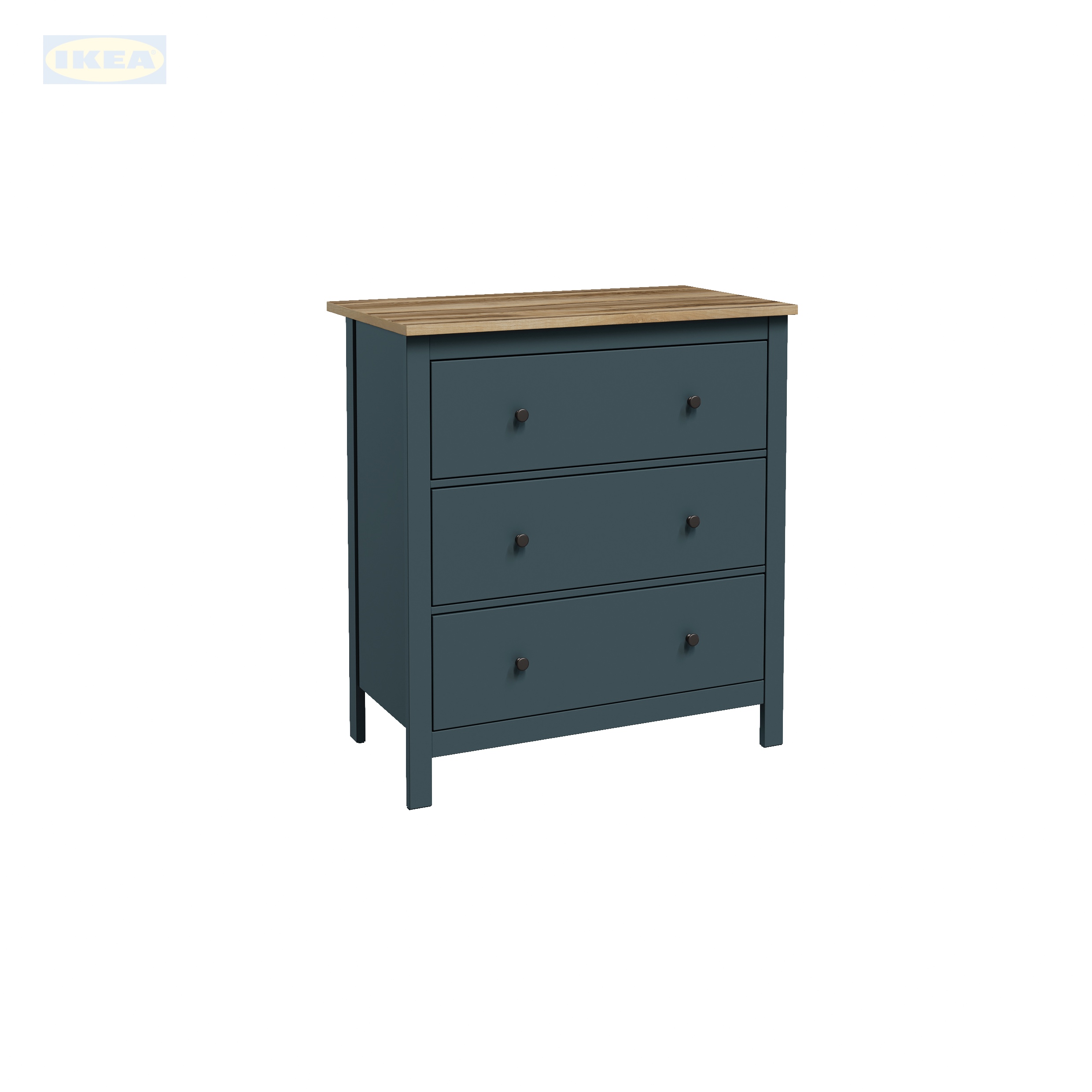 Комод 3 ящика IKEA Бирюзовый-ясень-11 Комод 3 ящика IKEA Сага, 92х51х100 см, Бирюзовый/ясень