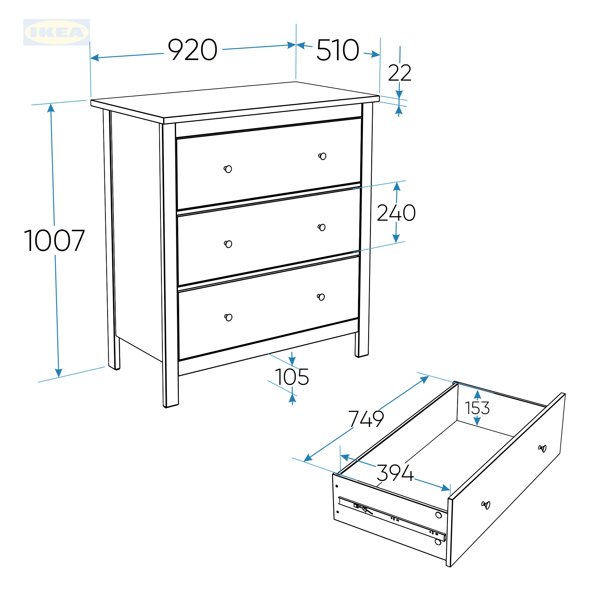Комод 3 ящика IKEA черный-ясень-4