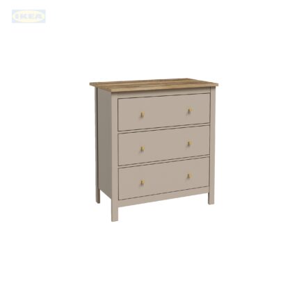 Комод 3 ящика IKEA Сага, 92х51х100 см, Кашемир/ясень