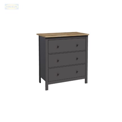 Комод 3 ящика IKEA Сага, 92х51х100 см, Серый/ясень