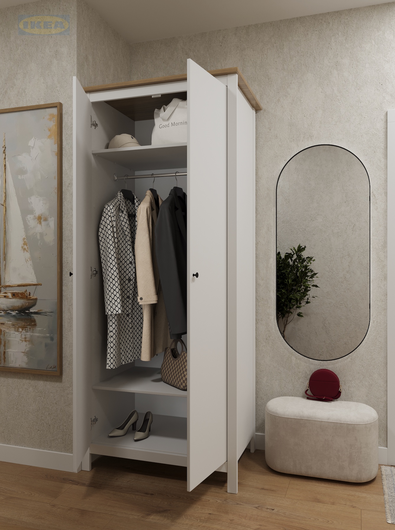 Шкаф IKEA 92х64х215 см, Белый-ясень-3