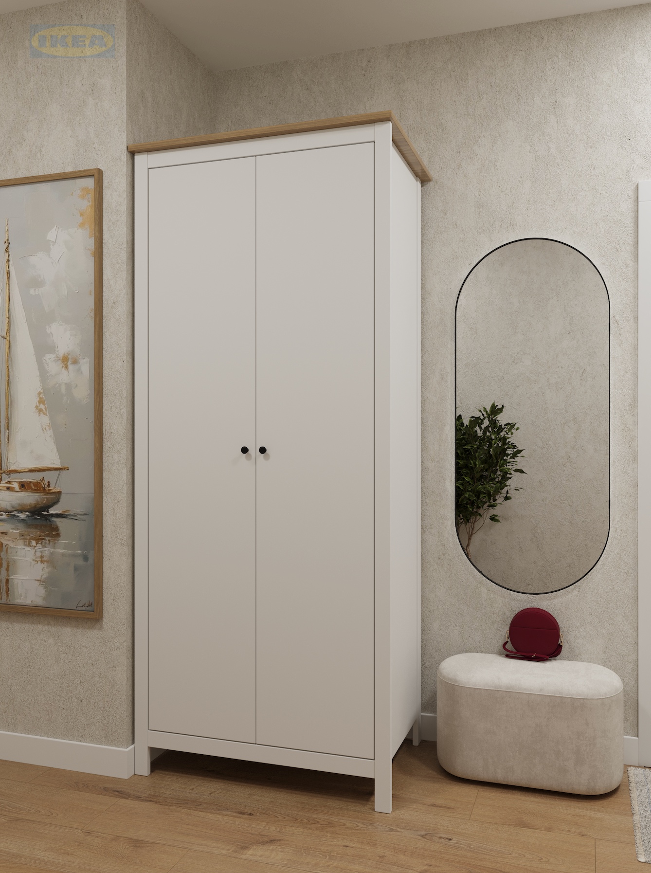 Шкаф IKEA 92х64х215 см, Белый-ясень-4