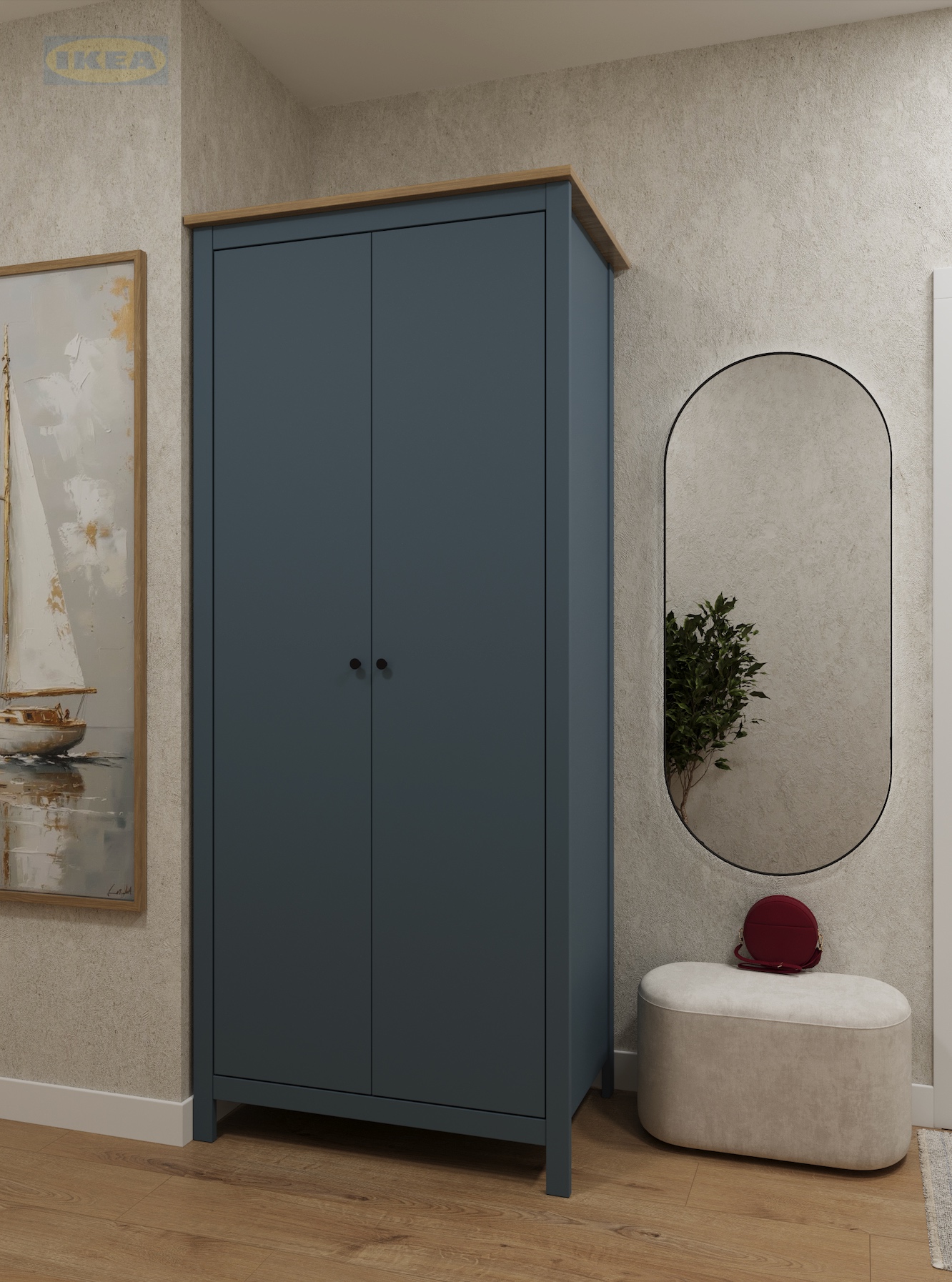 Шкаф IKEA 92х64х215 см, Бирюзовый-ясень-4