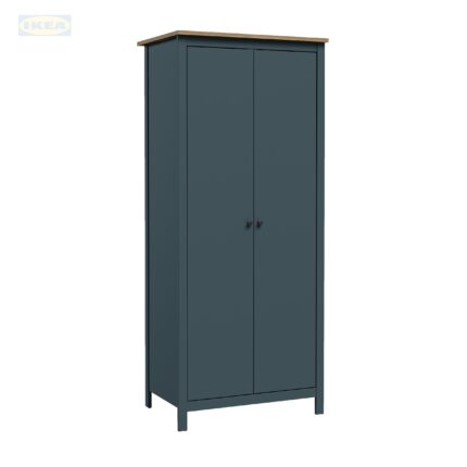 Шкаф распашной IKEA Сага, 2 двери, 92х64х215 см, Бирюзовый/ясень