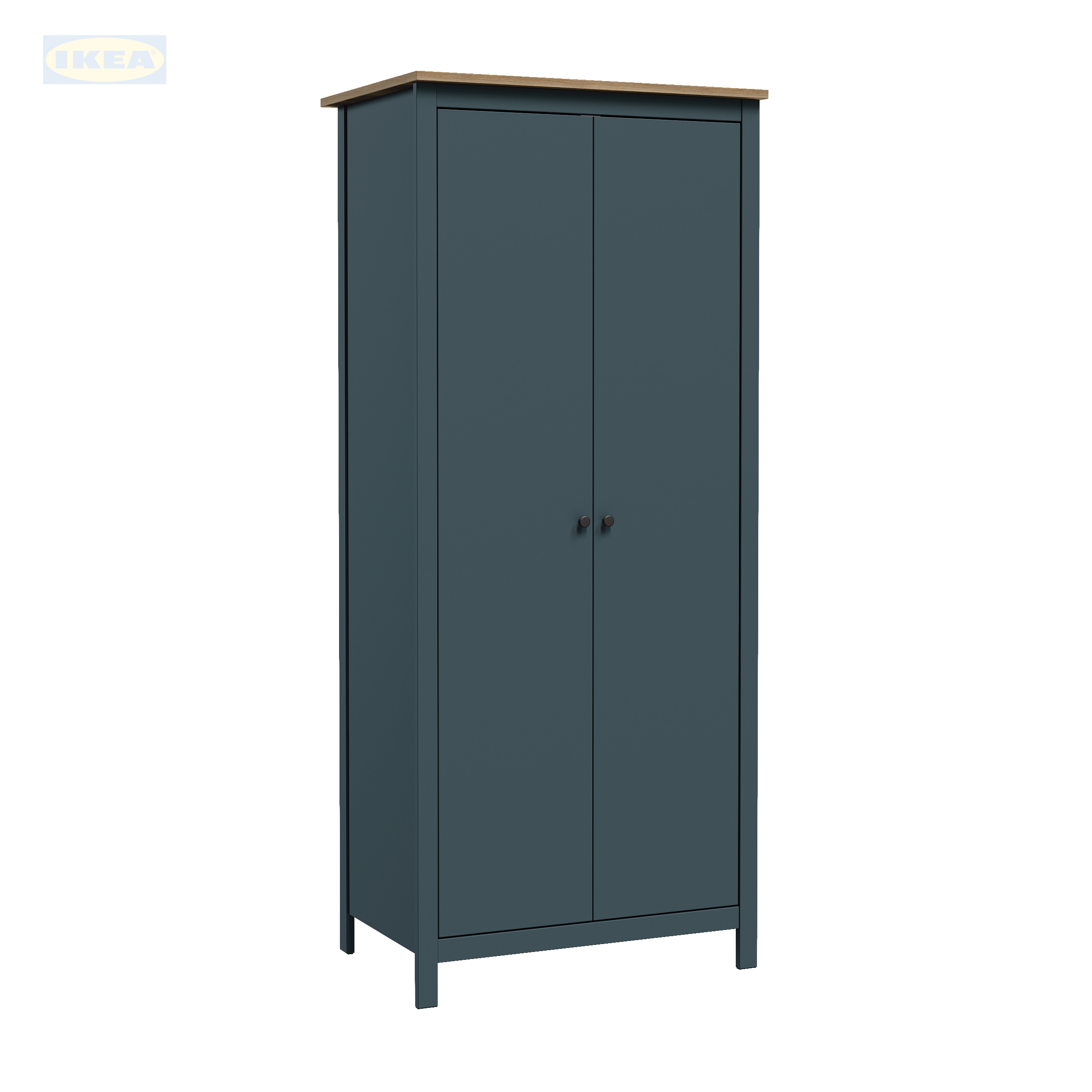Шкаф IKEA 92х64х215 см, Бирюзовый-ясень-9 Шкаф распашной IKEA Сага, 2 двери, 92х64х215 см, Бирюзовый/ясень