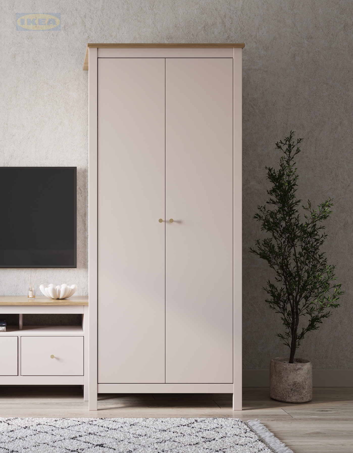 Шкаф IKEA 92х64х215 см, Кашемир-ясень-2