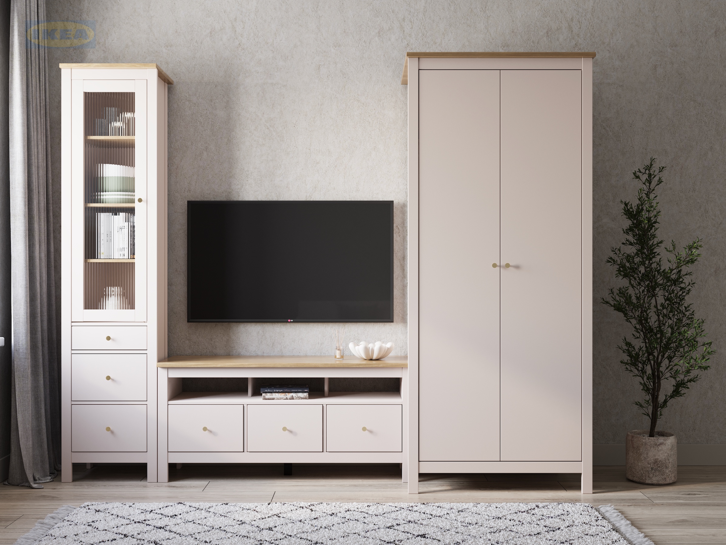 Шкаф IKEA 92х64х215 см, Кашемир-ясень-3