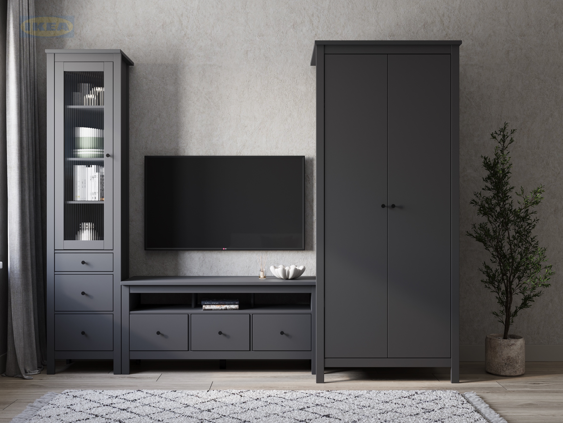 Шкаф IKEA 92х64х215 см, Серый-2