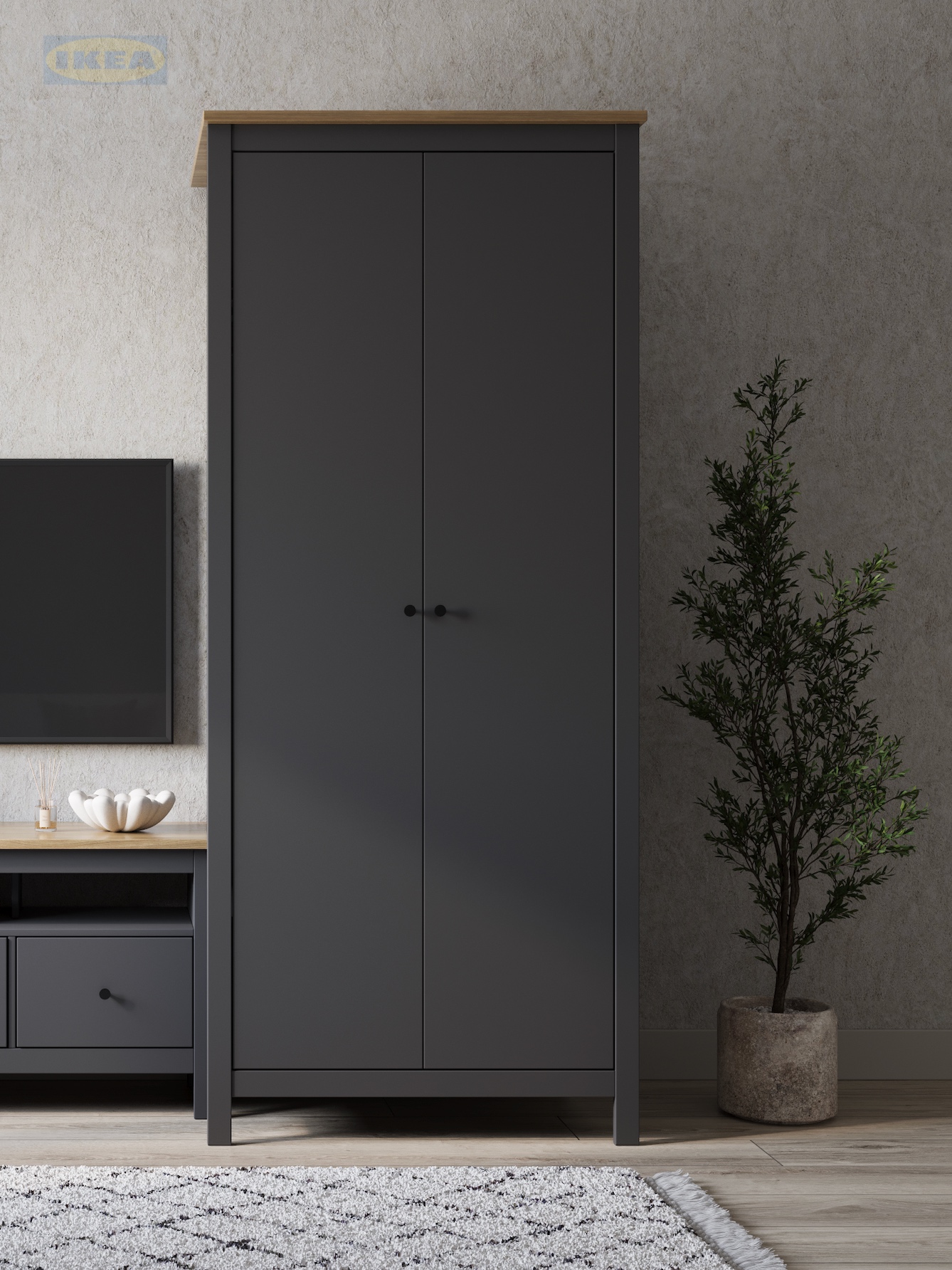 Шкаф IKEA 92х64х215 см, Серый-ясень-2