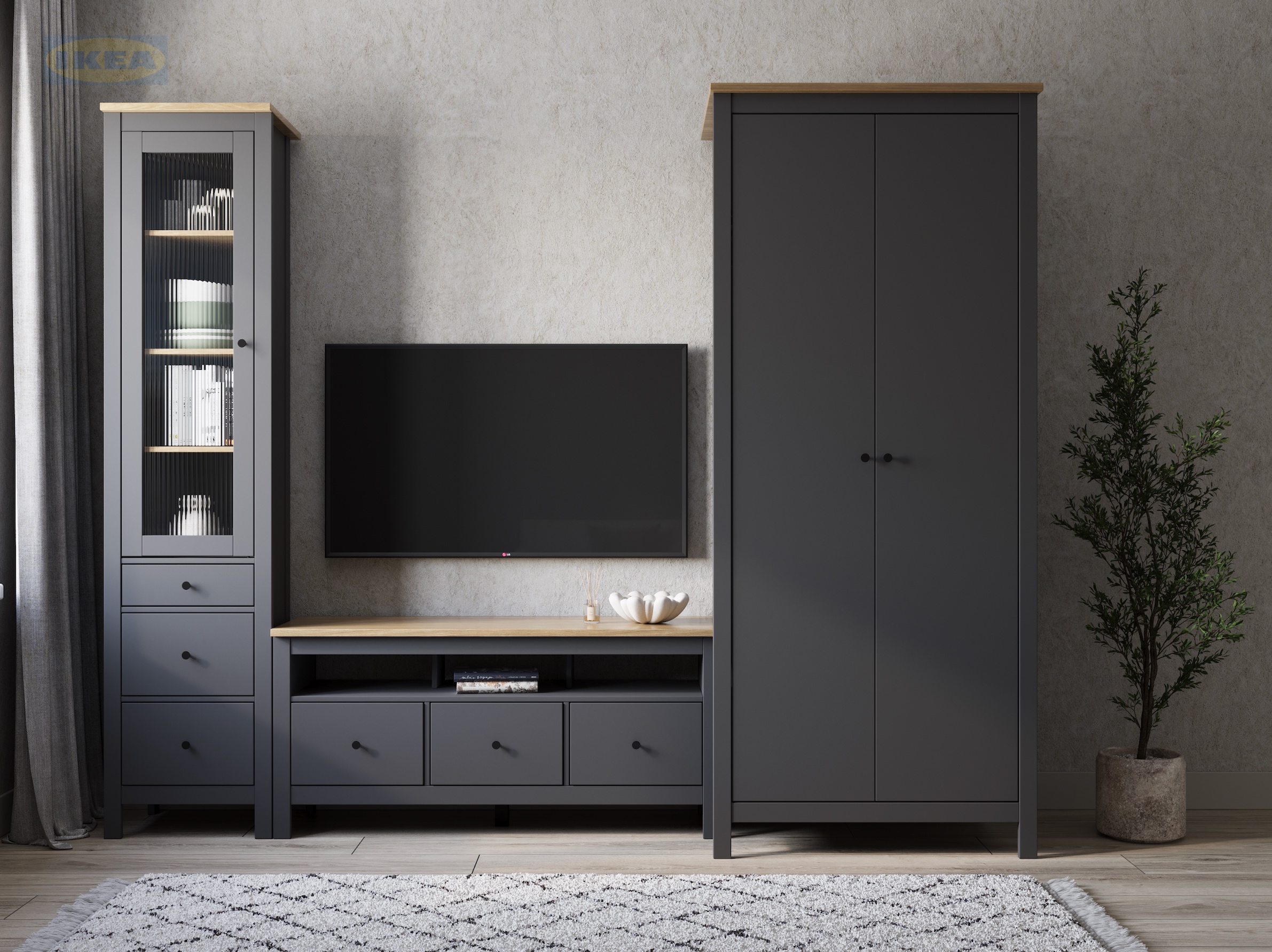 Шкаф IKEA 92х64х215 см, Серый-ясень-3