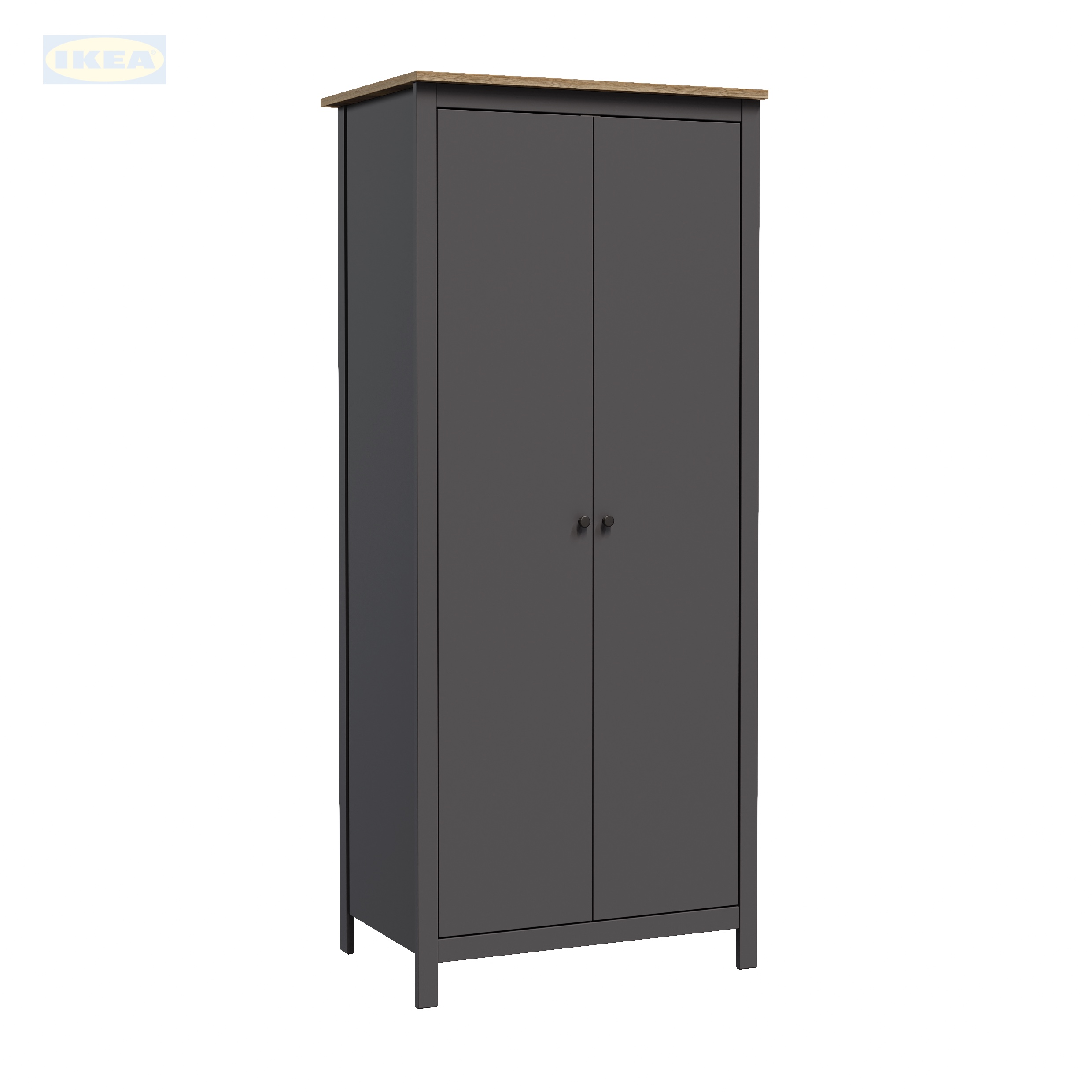 Шкаф IKEA 92х64х215 см, Серый-ясень-8 Шкаф распашной IKEA Сага, 2 двери, 92х64х215 см, Серый/ясень