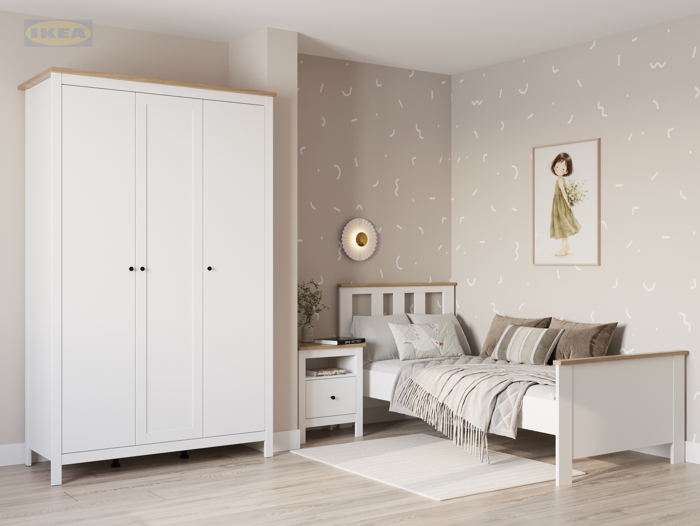 Шкаф распашной IKEA Белый-ясень-2