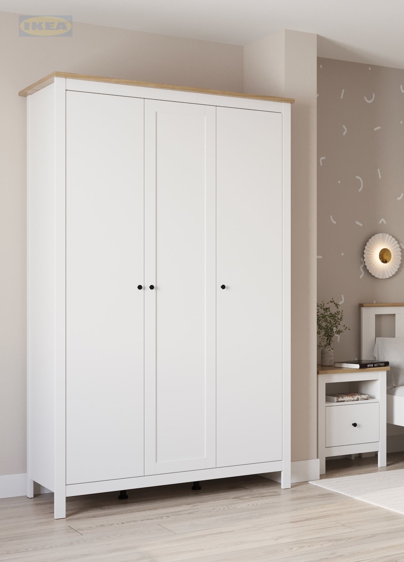 Шкаф распашной IKEA Белый-ясень-3