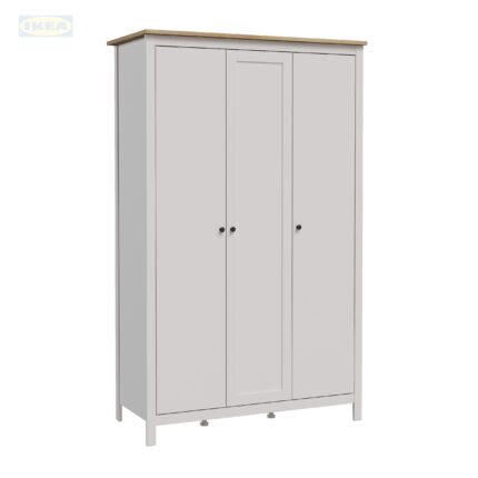 Шкаф распашной IKEA Сага, 3 двери, 132х64х215 см, Белый/ясень