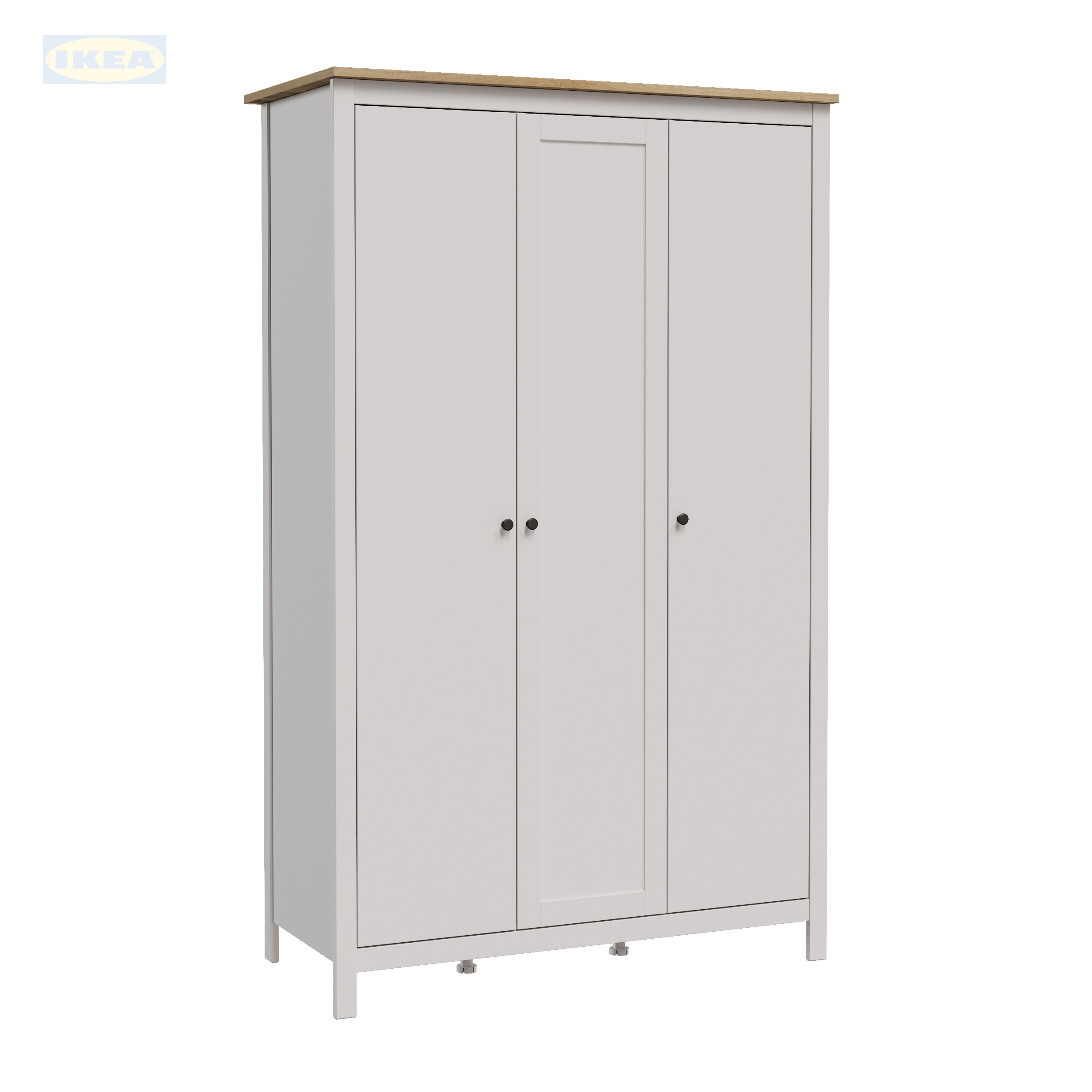 Шкаф распашной IKEA Белый-ясень-7 Шкаф распашной IKEA Сага, 3 двери, 132х64х215 см, Белый/ясень