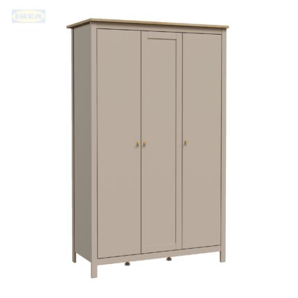 Шкаф распашной IKEA Сага, 3 двери, 132х64х215 см, Кашемир/ясень