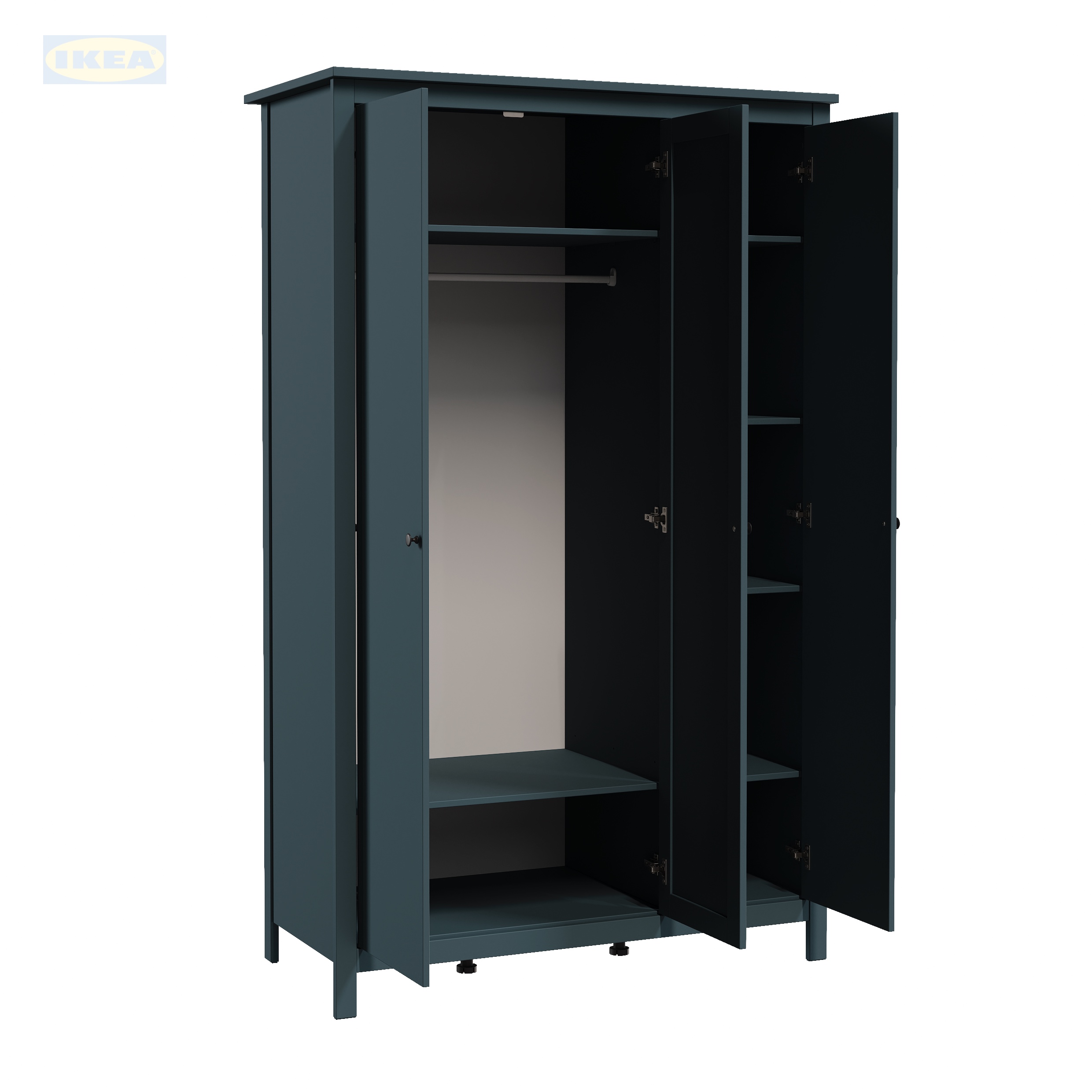 Шкаф распашной IKEA Сага, 3 двери, 132х64х215 см, Бирюзовый-07