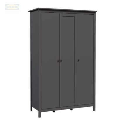 Шкаф распашной IKEA Сага, 3 двери, 132х64х215 см, Серый