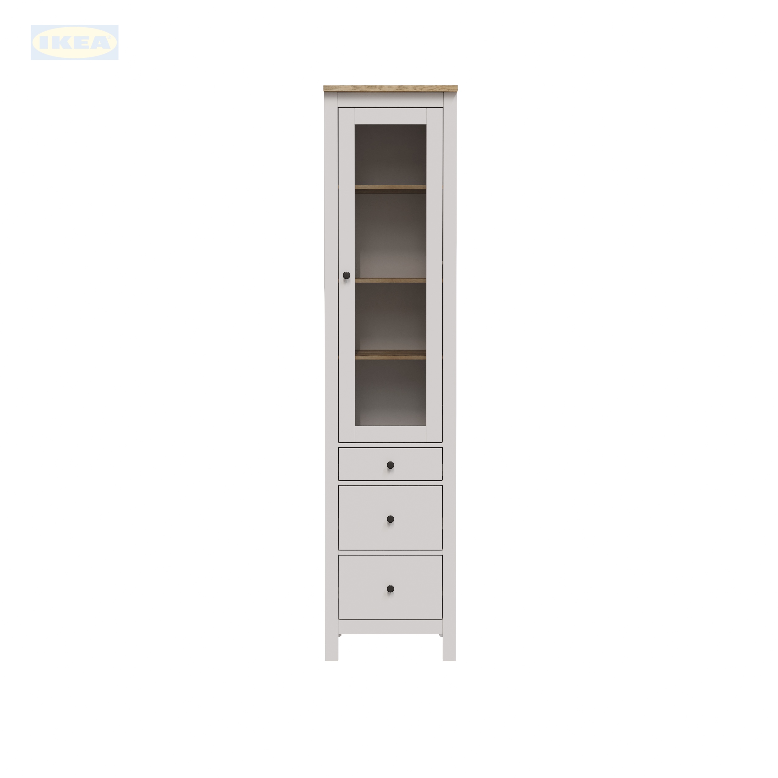 Шкаф с витриной IKEA 50, Белый-ясень-07