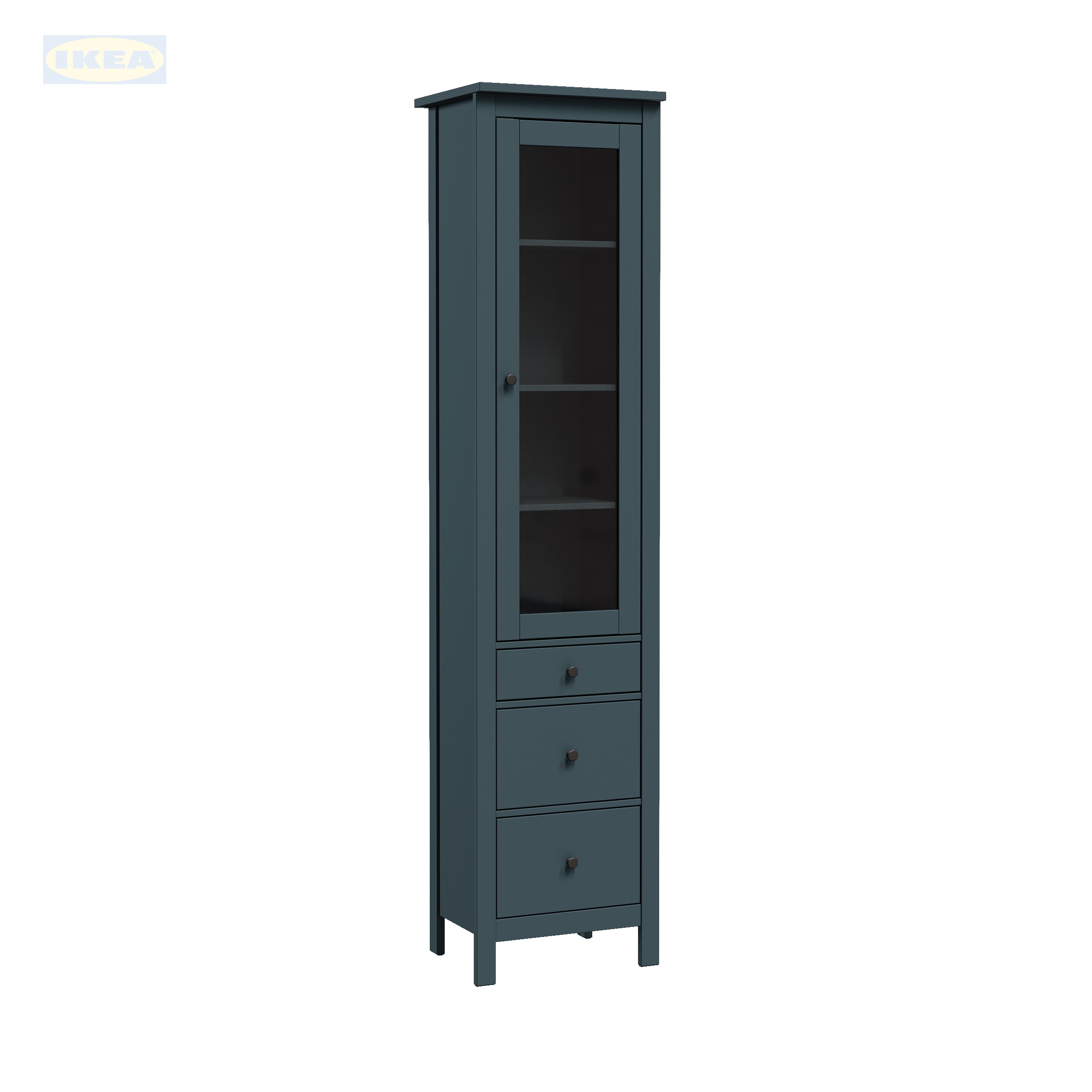 Шкаф с витриной IKEA 50, Бирюзовый-8 Шкаф с витриной IKEA Сага, 50х41х215 см, Бирюзовый