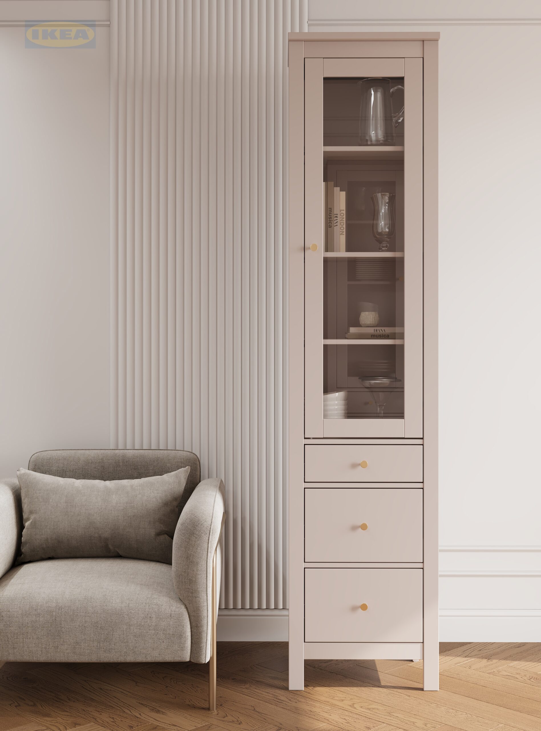 Шкаф с витриной IKEA 50, Кашемир-3
