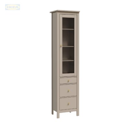 Шкаф с витриной IKEA Сага, 50х41х215 см, Кашемир