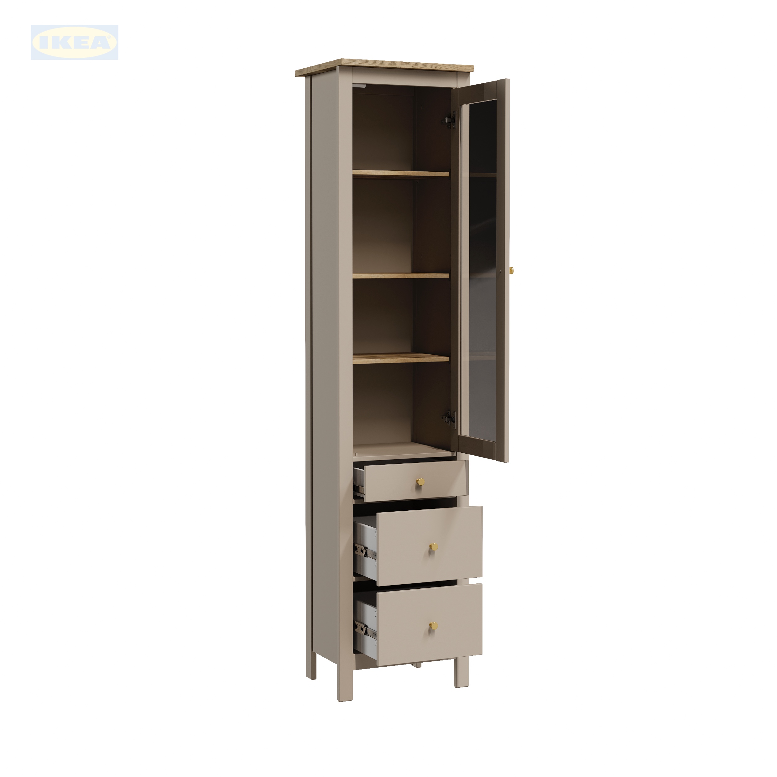 Шкаф с витриной IKEA 50, Кашемир-ясень-6