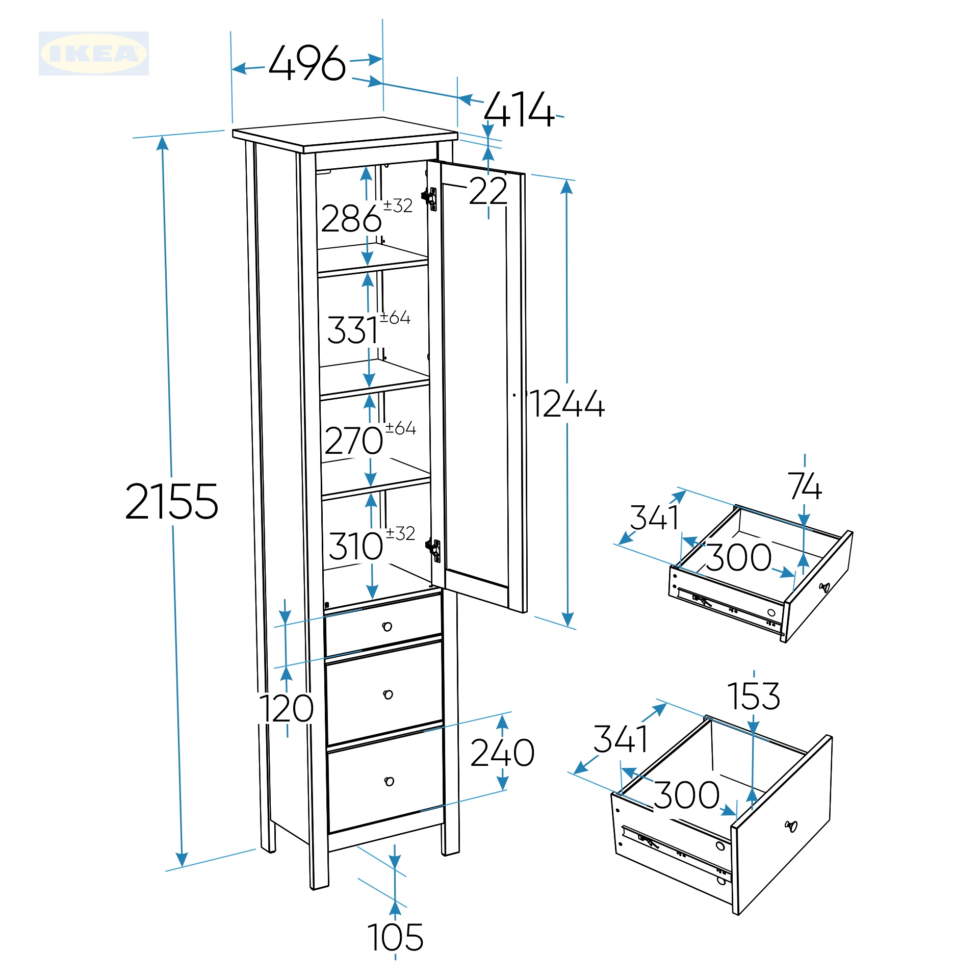 Шкаф с витриной IKEA 50, Серый-5
