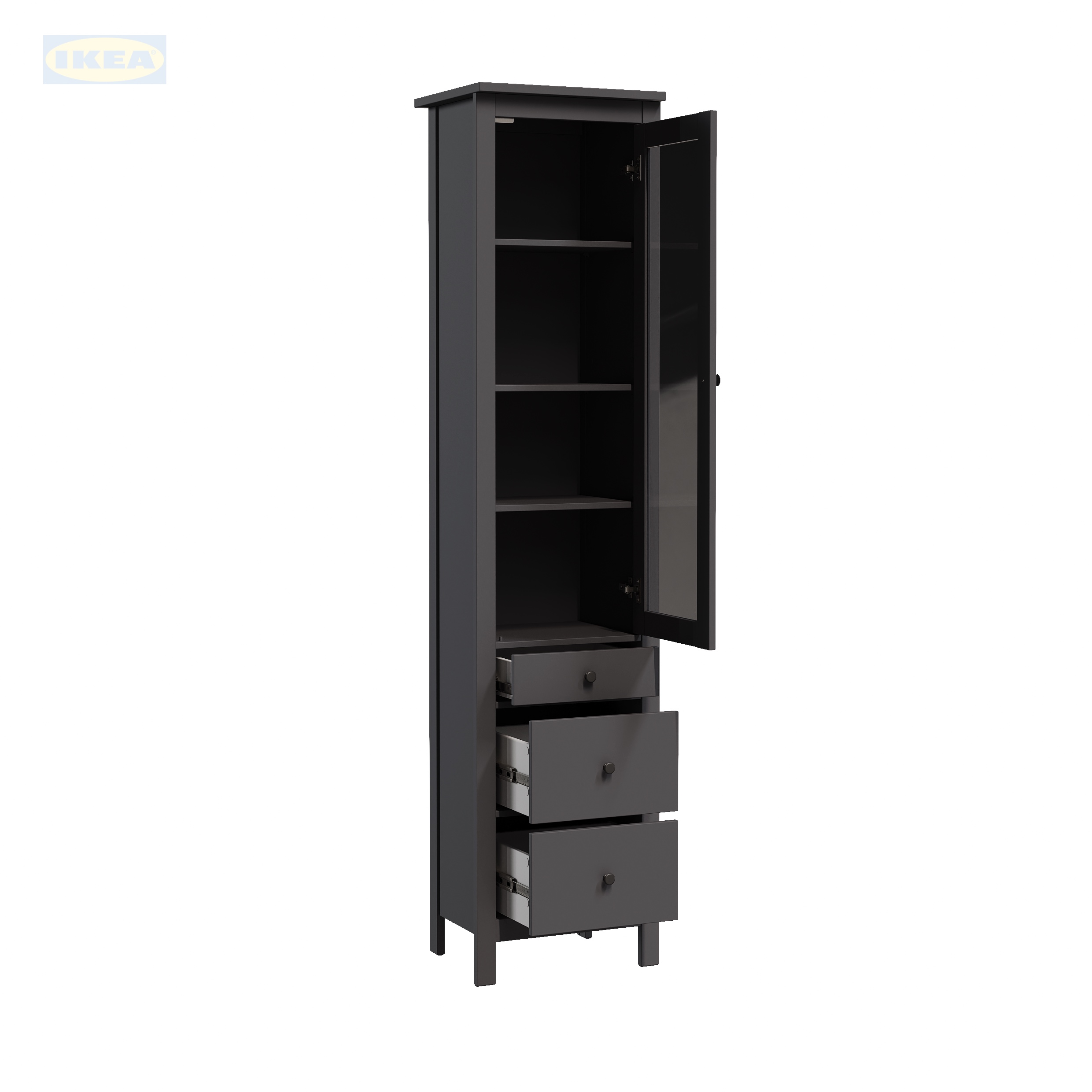 Шкаф с витриной IKEA 50, Серый-7