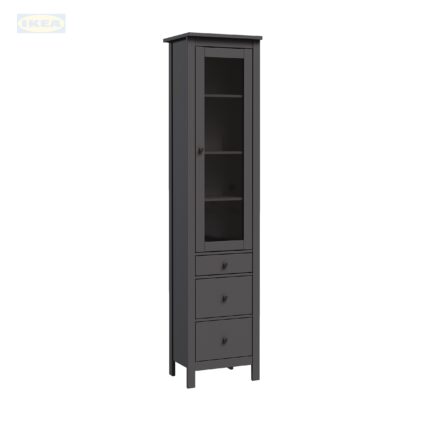 Шкаф с витриной IKEA Сага, 50х41х215 см, Серый