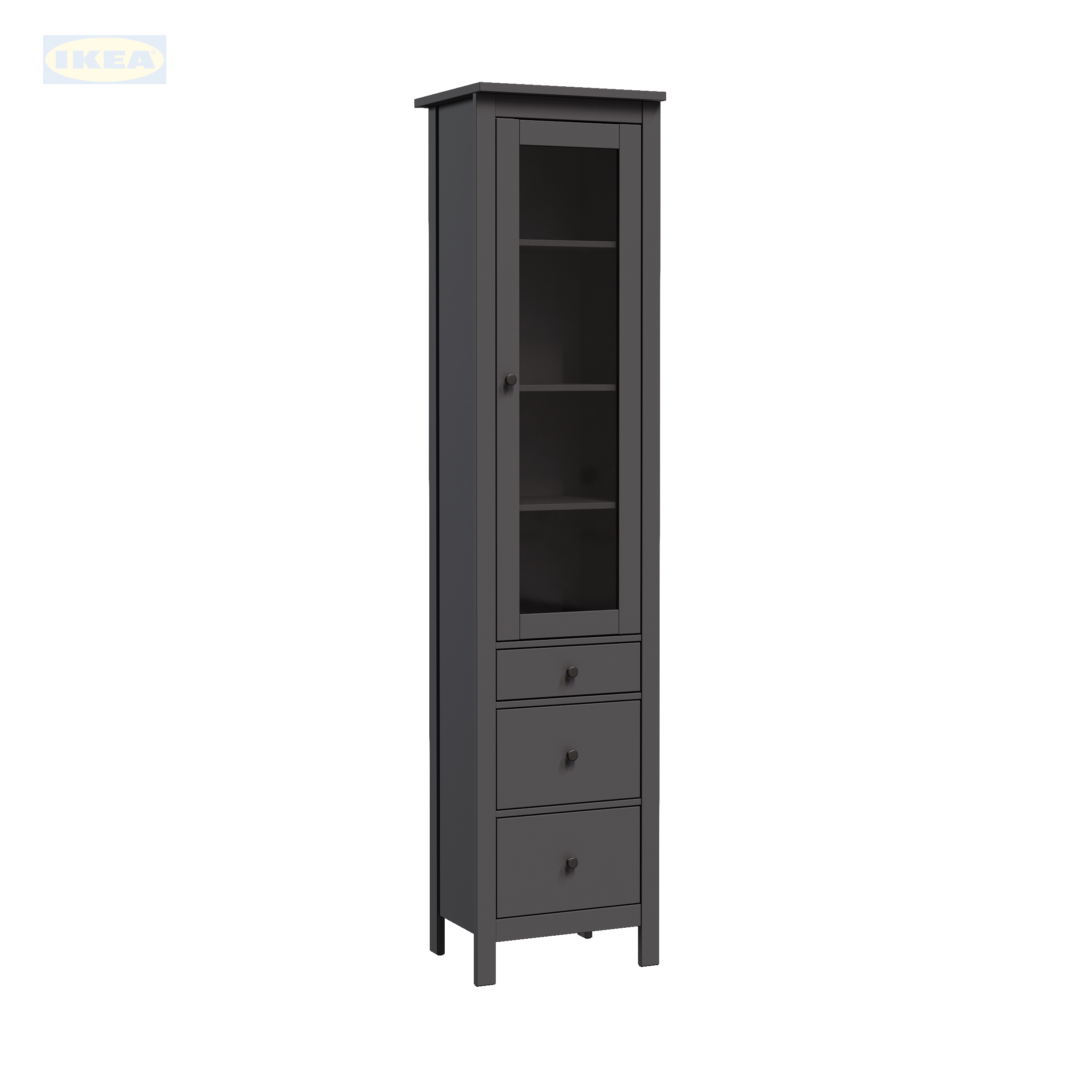 Шкаф с витриной IKEA 50, Серый-8 Шкаф с витриной IKEA Сага, 50х41х215 см, Серый
