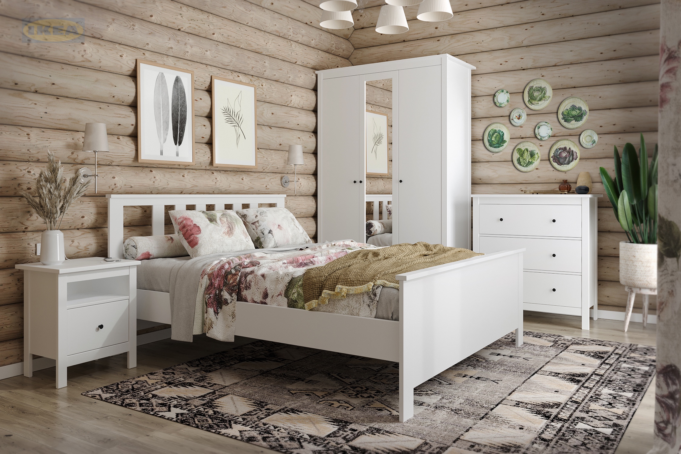 Шкаф с зеркалом IKEA Белый-08
