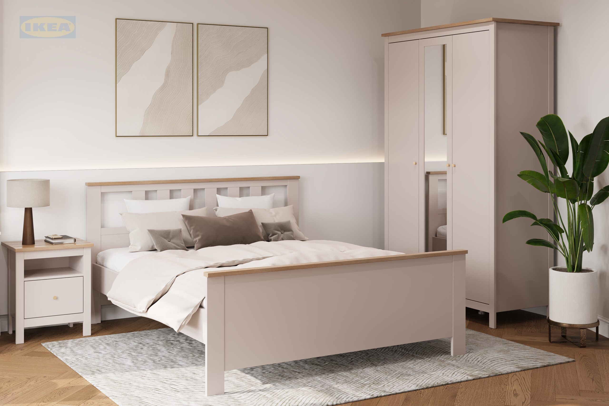 Шкаф с зеркалом IKEA кашемир-ясень-11