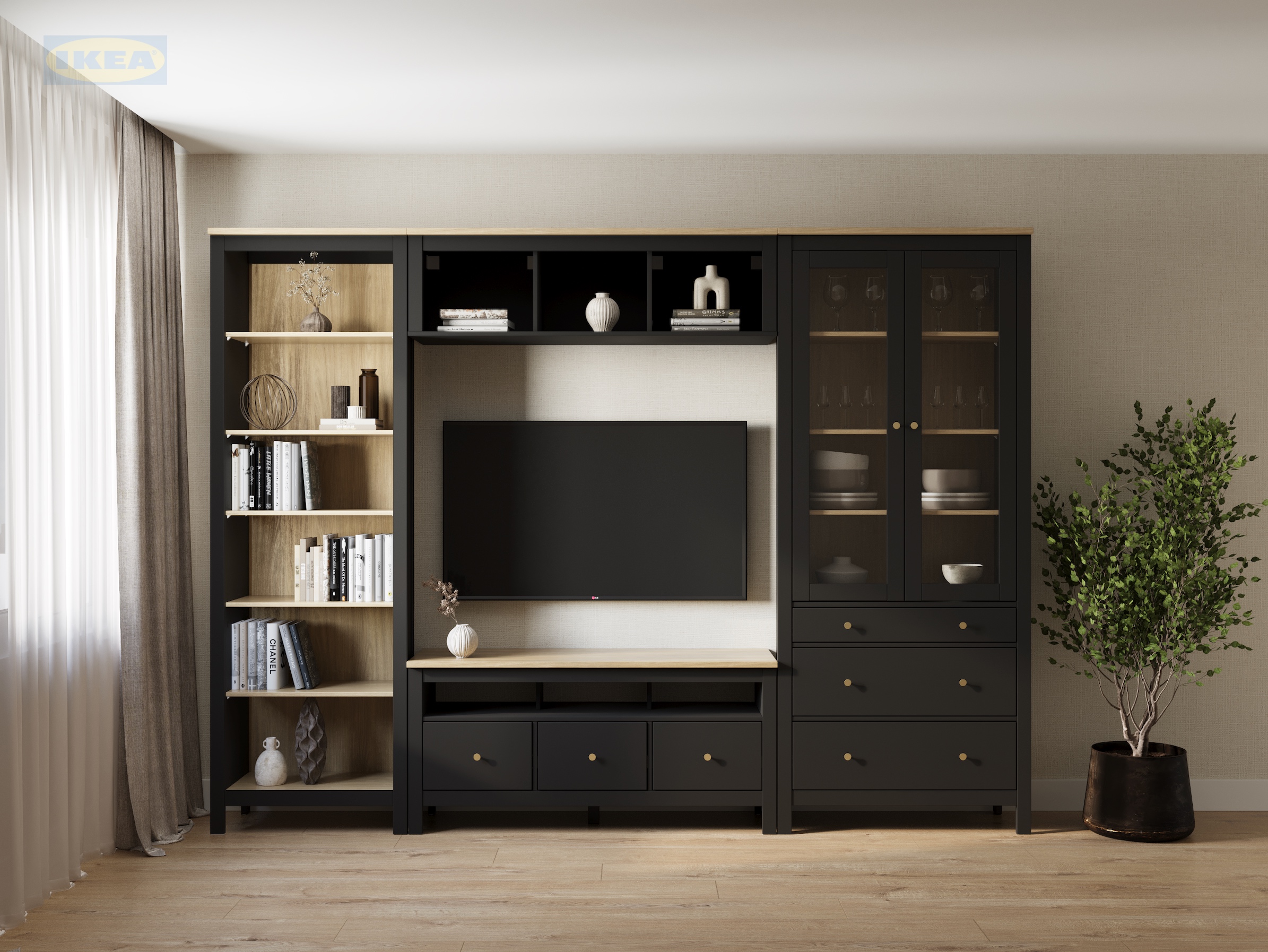 Стеллаж IKEA 70х42х215 см, Черный-ясень-3