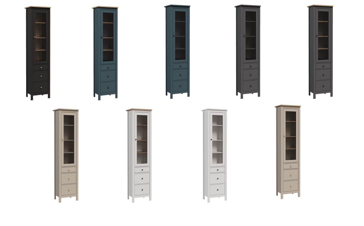 Витрина 50 IKEA Черный-ясень-1 Шкаф с витриной IKEA Сага, 50х41х215 см, Серый